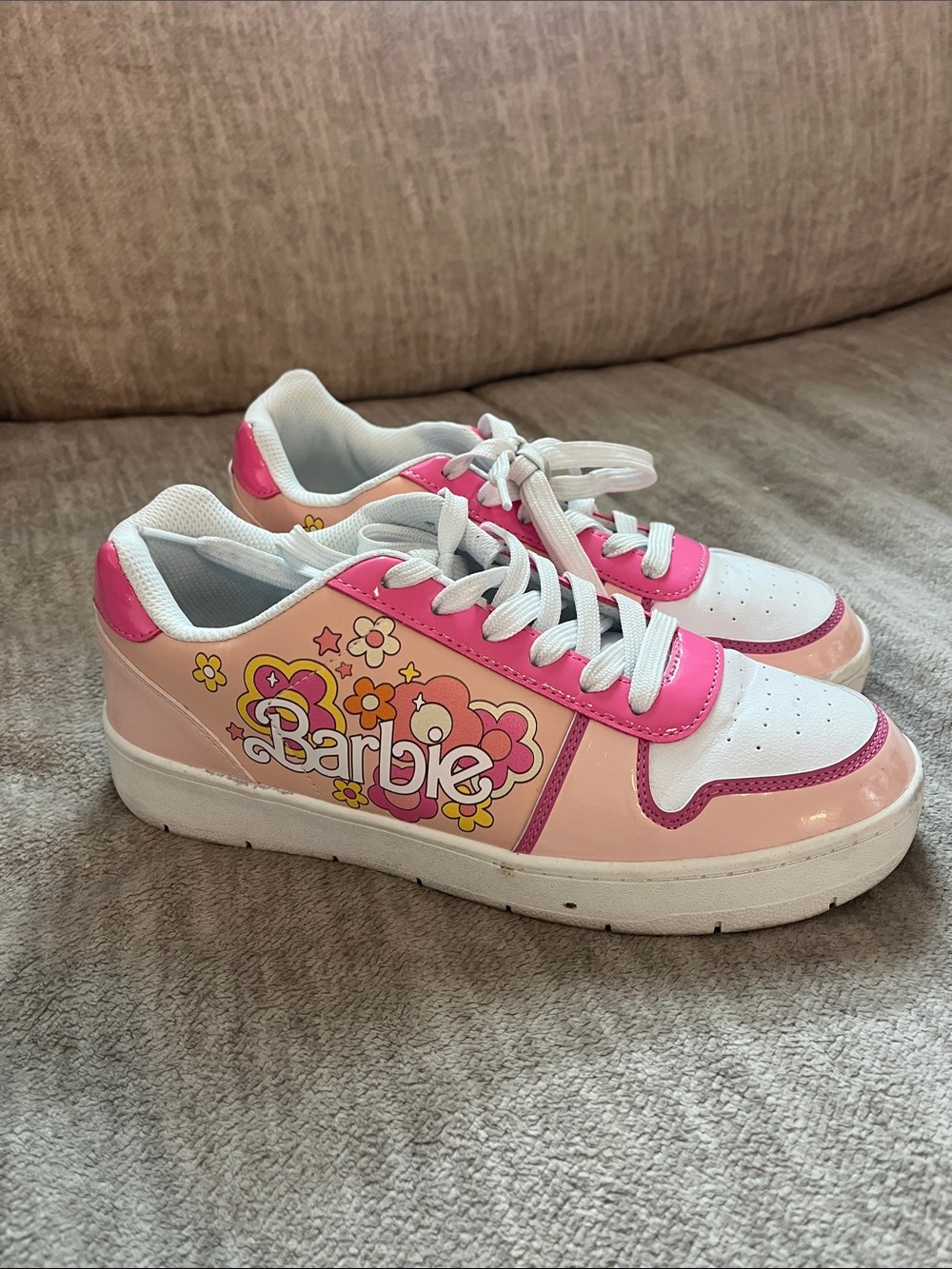 Barbie Pink and White Floral Low-Top Sneakers